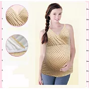 哺乳衣/月子服日本暢銷款細肩純棉授乳服孕前產後收腹孕婦裝哺乳背心孕婦交叉喂奶背心XL黃點
