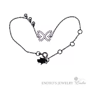 【安垛小姐】Endro手作輕珠寶 蝴蝶水晶手鍊 (鍍黑) 925純銀