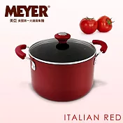 【MEYER】美國美亞義大利紅耐磨不沾雙耳湯鍋22CM(含蓋)