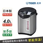 【TIGER虎牌】日本製 4.0L超大按鈕電熱水瓶(PDU-A40R) 黑色