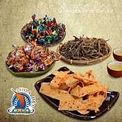 《東港華得》禮盒E(鮪魚糖+麻辣魚板+櫻花蝦丁角+墨魚香絲)