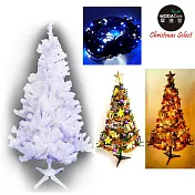 台灣製造 6呎 / 6尺(180cm)豪華版夢幻白色聖誕樹 (+飾品組)+100燈LED燈2串(附控制器跳機)-飾品紫金色系+藍白光YS-WT06301