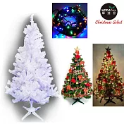 台灣製造 6呎 / 6尺(180cm)豪華版夢幻白色聖誕樹 (+飾品組)+100燈LED燈2串(附控制器跳機)-飾品紅金色系+彩色光YS-WT06301