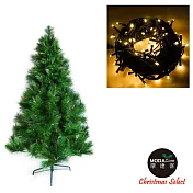 台灣製造 6呎 / 6尺(180cm)特級綠松針葉聖誕樹 (不含飾品)+100燈LED燈2串(附控制器跳機)-暖白光YS-GPT06501