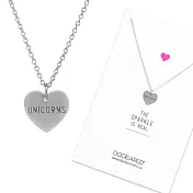Dogeared 手工刻字愛心銀色項鍊 unicorns 閃耀真實自我
