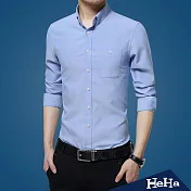 <現貨+預購>襯衫修身網眼男士長袖襯衫四色-HeHa-3XL（深藍）