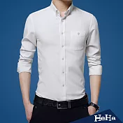 <現貨+預購>襯衫修身網眼男士長袖襯衫四色-HeHa-3XL（白色）