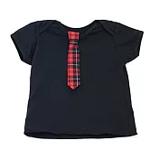 加拿大Electrik Kidz 神祕黑素色T恤with紅格紋小領帶6-12M