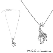 【摩達客】金屬長頸鹿造型銀色項鍊