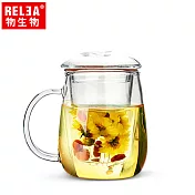 【香港RELEA物生物】320ml小蘑菇耐熱玻璃泡茶杯(附濾茶器)