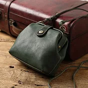 【Solomon 原創設計皮件】52赫茲 手作斜肩背小版醫生包墨綠