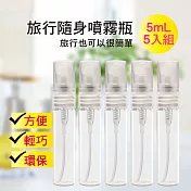 MYBEAUTY 玻璃隨身噴霧分裝瓶 (5mL/5入組)