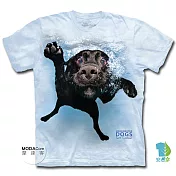 【摩達客】美國進口The Mountain 水中拉布拉多黑狗兄 純棉環保短袖T恤 少年版M號