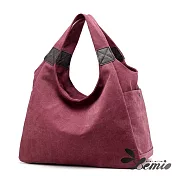 【Lemio】百搭帆布 簡約風 托特梯形包(紫羅蘭)