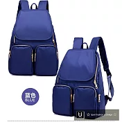 【US.STYLE】韓版牛津布純色設計雙口袋後背包(天空藍)