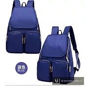 【US.STYLE】韓版牛津布純色設計雙口袋後揹包(天空藍)