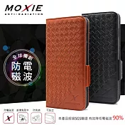 Moxie X-Shell iPhone 7 Plus 防電磁波 編織格紋真皮手機皮套 / 經典駝