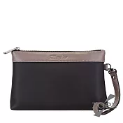 【Zoe’s】頂級防潑水牛津布配真皮  手拿撞色包(紳士黑)