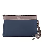 【Zoe’s】頂級防潑水牛津布配真皮 手拿撞色包(深邃藍)