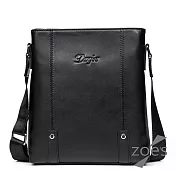 【Zoe’s】頂級牛皮  荔枝紋 極簡復古豎版斜背公事包(紳士黑)