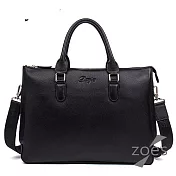 【Zoe’s】頂級牛皮  全皮剪裁  多收納全功能兩用公事包(紳士黑)
