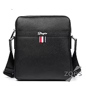 【Zoe’s】頂級牛皮  荔枝紋 英倫紳士豎版斜背公事包(紳士黑)