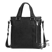 【Zoe’s】頂級牛皮  菱格紋 英倫紳士豎版兩用公事包(紳士黑)