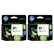 【HP】CH564WA/NO.61XL 原廠高容量彩色墨水匣 (雙入組)