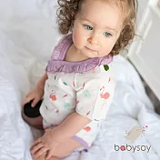 美國 [Babysoy] 有機棉荷葉邊短袖開襟包屁衣307 - 薰衣草紫  0-3M