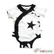 美國 [Babysoy] 有機棉星星荷葉短袖開襟包屁衣 407 海盜黑  0-3M