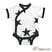 美國 [Babysoy] 有機棉星星滾邊短袖開襟包屁衣 408 海盜黑  0-3M