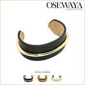 【日本Osewayaお世話や】日本製--半開口式金屬皮革手環 -BLACK黑