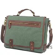 【Zoe’s】英倫學院風帆布x瘋馬皮公文包(淺綠)