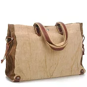 【Zoe’s】韓版復古時尚棉麻复古包單肩公事包(卡其棕)