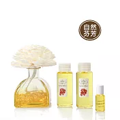 【Sesedior】冰晶玻璃擴香花組-琥珀牡丹 /含開運水晶
