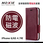 Moxie X-Shell iPhone 6 / 6S (4.7吋) 防電磁波 時尚拼接真皮手機皮套 / 勃艮地酒紅