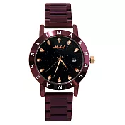 Mashali 瑪莎莉 88160 閃耀星空錶面水鑽刻度鐵帶錶- 紫色