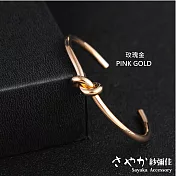 【Sayaka紗彌佳】簡約打結 金屬寬版手環 -玫瑰金