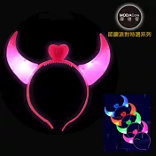 【摩達客】派對頭飾-粉紅色惡魔牛角夜光閃亮LED發光髮箍(電池)-演唱會萬聖節聖誕節 粉紅色電池