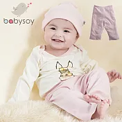 美國Babysoy  Janey Baby有機棉百搭彈性長褲  626  淺粉  6-12M
