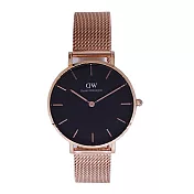 DW Daniel Wellington 精巧版的米蘭風格時尚優質腕錶-黑+玫瑰金/28mm-DW00100161小