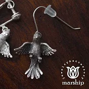 日本銀飾品牌 Marship 鸚鵡耳環 展翅飛翔款 925純銀 古董銀款 針式耳環古董銀 (單支販售)古董銀
