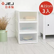 【日本JEJ】日本製多功能單層抽屜收納箱(中)-單層32L-3入