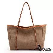 【Lemio】日系流蘇純色典雅托特包(時尚棕)