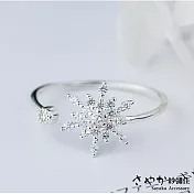 【Sayaka紗彌佳】純銀冰晶雪花鑲鑽開口戒