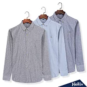<現貨+預購>襯衫條紋木釦長袖襯衫三色-HeHaM（灰色）