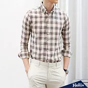 <現貨+預購>襯衫格紋長袖襯衫三色-HeHa-M(棕色）