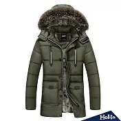 <現貨+預購>鋪棉加厚中長款連帽外套三色-HeHa-XL（軍綠）