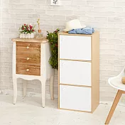 【H&R安室家】簡約木紋三門收納櫃/置物櫃-BCF32白門