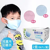 伯康醫用口罩 兒童3D素色 2盒(50片/盒)藍